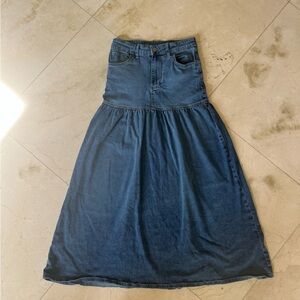 free people denim maxi skirt